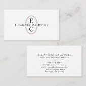 Zwei Monogram Logo-Rose Gold Oval White Visitenkarte (Vorne/Hinten)