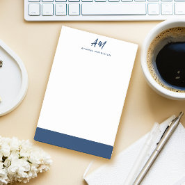 Zwei Monogram Navy Lässiger Skriptname Post-it Klebezettel