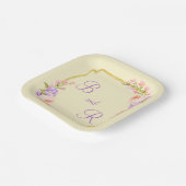 Zwei Monogramm-Blume-Rahmen Lässige Hochzeit Pappteller (Gewinkelt)