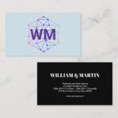 Zwei Monogramm | Geometrische Abstrakte Form Visitenkarte (Vorne/Hinten)