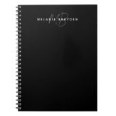 Zwei Monogramm Schwarzer, moderner Minimalistische Notizblock (Vorderseite)