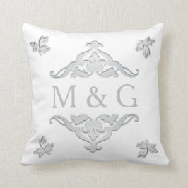 Zwei Monogramme mit Scrollwork und Blätter A24 Kissen