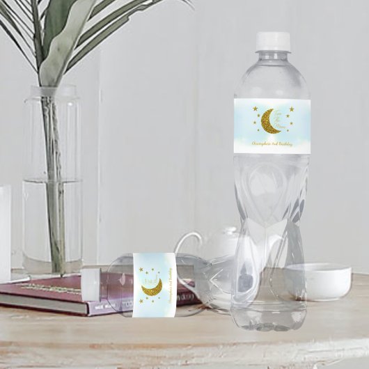 Zwei "Moon 2. Birthday Water Flasche Label" Wasserflaschenetikett