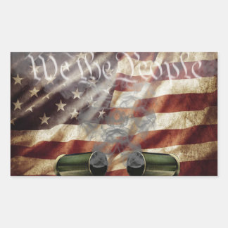 Zwei Muscheln mit Raucherpistole über dem amerikan Rechteckiger Aufkleber