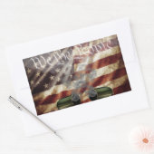 Zwei Muscheln mit Raucherpistole über dem amerikan Rechteckiger Aufkleber (Umschlag)