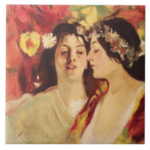 Zwei Muses of Spring (von Stefan Luchian) Fliese