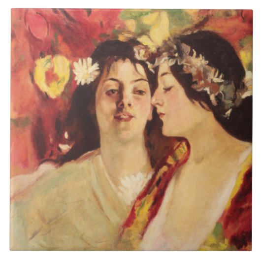 Zwei Muses of Spring (von Stefan Luchian) Fliese (Vorderseite)