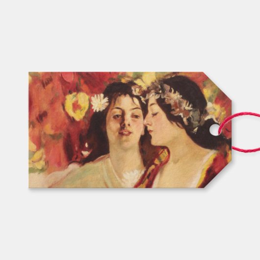 Zwei Muses of Spring (von Stefan Luchian) Geschenkanhänger (Vorderseite (Horizontal))