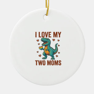 Zwei Mütter Stolz Dinosaurier Vektor T-Shirt Desig Keramik Ornament