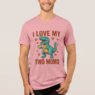 Zwei Mütter Stolz Dinosaurier Vektor T-Shirt Desig Tri-Blend Shirt