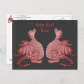 zwei mythische Fantasiewesen niedliche rote Drache Postkarte (Vorne/Hinten)