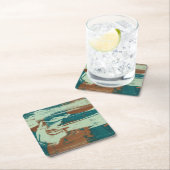 Zwei nach Norden Rechteckiger Pappuntersetzer (Vor Ort)