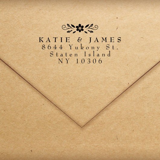 Zwei Nachnamen Moderne Chic Couple Rücksendeadress Permastempel