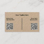 Zwei Namen Brows Lashes QR Kraft Visitenkarte (Rückseite)