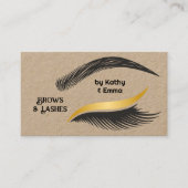 Zwei Namen Brows Lashes QR Kraft Visitenkarte (Vorderseite)