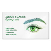 Zwei Namen Brows Lashes Tech Green Magnetische Visitenkarte (Vorderseite)
