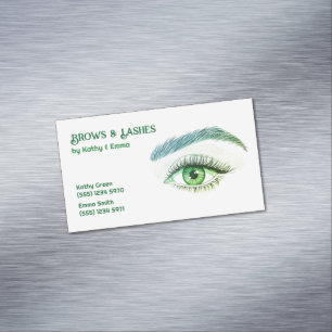 Zwei Namen Brows Lashes Tech Green Magnetische Visitenkarte