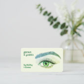 Zwei Namen Brows Lashes Tech Green Visitenkarte (Stehend Vorderseite)
