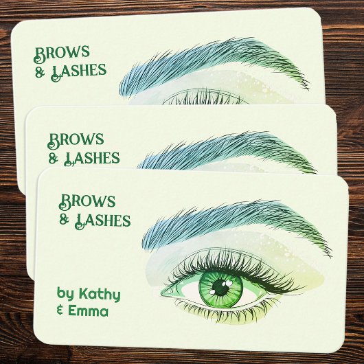 Zwei Namen Brows Lashes Tech Green Visitenkarte