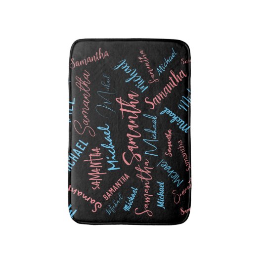 Zwei Namen Paare Muster monogramm blaues Licht pin Badematte (Vorderseite Vertikal)