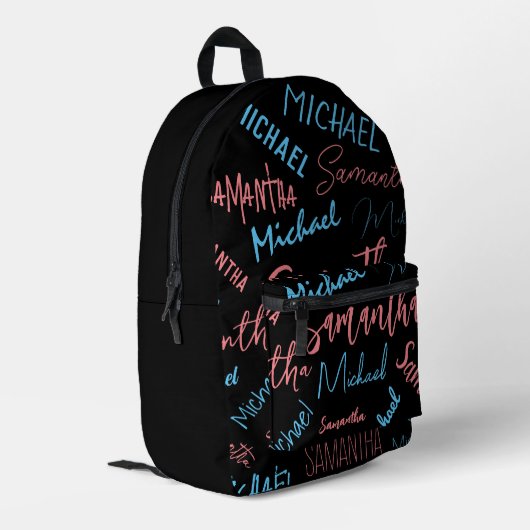 Zwei Namen Paare Muster monogramm blaues Licht pin Bedruckter Rucksack (Rückseitige Ecke links)