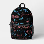 Zwei Namen Paare Muster monogramm blaues Licht pin Bedruckter Rucksack (Vorderseite)