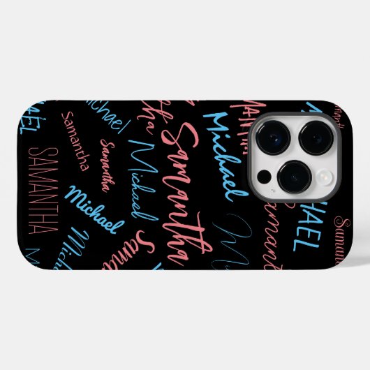 Zwei Namen Paare Muster monogramm blaues Licht pin Case-Mate iPhone Hülle (Rückseite (Horizontal))