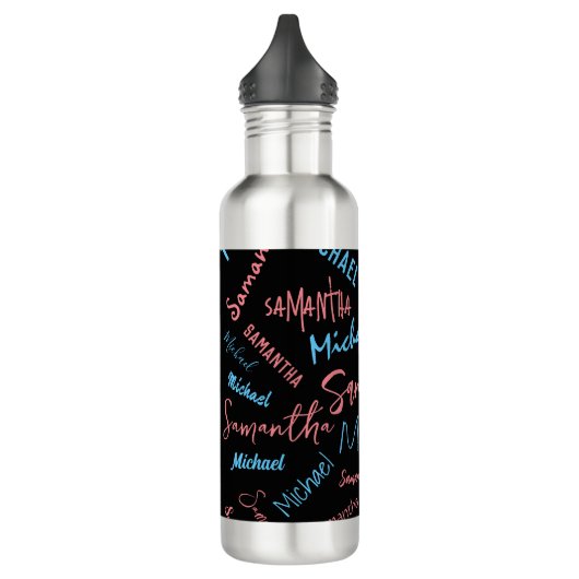 Zwei Namen Paare Muster monogramm blaues Licht pin Edelstahlflasche (Links)