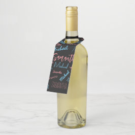 Zwei Namen Paare Muster monogramm blaues Licht pin Flaschenanhänger