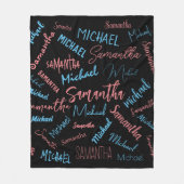 Zwei Namen Paare Muster monogramm blaues Licht pin Fleecedecke (Vorderseite)