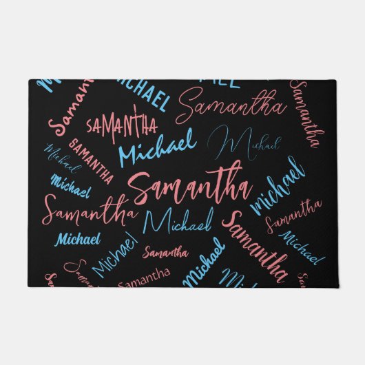 Zwei Namen Paare Muster monogramm blaues Licht pin Fußmatte (Vorderseite)