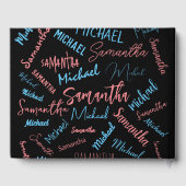 Zwei Namen Paare Muster monogramm blaues Licht pin Gästebuch (Rückseite)