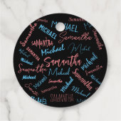 Zwei Namen Paare Muster monogramm blaues Licht pin Geschenkanhänger (Rückseite)