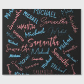 Zwei Namen Paare Muster monogramm blaues Licht pin Geschenkpapier (Flach)