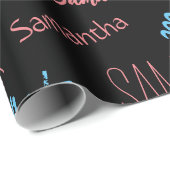 Zwei Namen Paare Muster monogramm blaues Licht pin Geschenkpapier (Rolleneckpunkt)