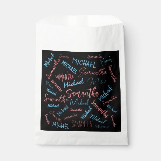 Zwei Namen Paare Muster monogramm blaues Licht pin Geschenktütchen (Vorderseite)