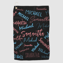 Zwei Namen Paare Muster monogramm blaues Licht pin Golfhandtuch