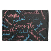 Zwei Namen Paare Muster monogramm blaues Licht pin Kissenbezug (Rückseite)