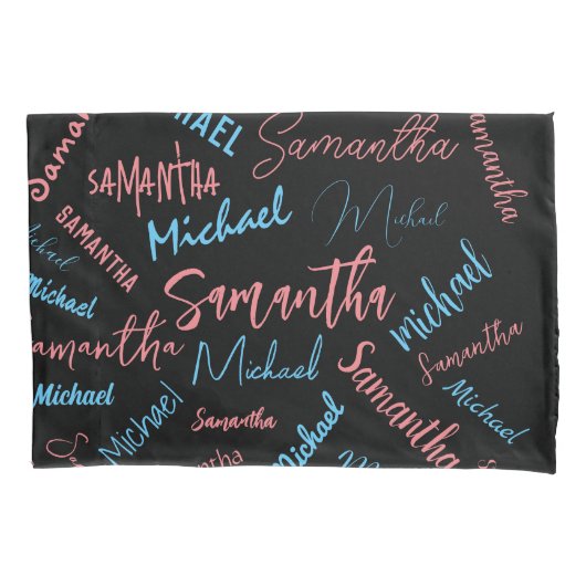 Zwei Namen Paare Muster monogramm blaues Licht pin Kissenbezug (Vorderseite)