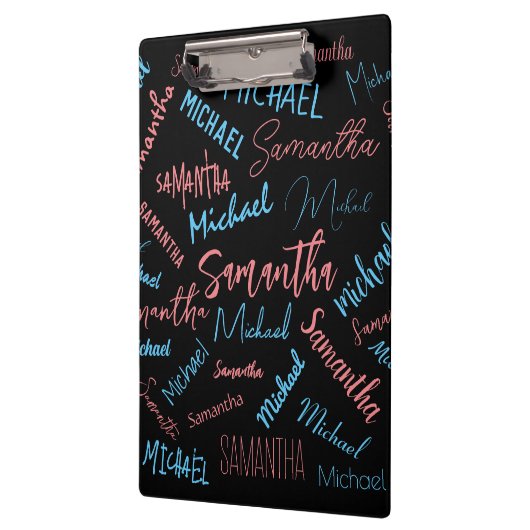 Zwei Namen Paare Muster monogramm blaues Licht pin Klemmbrett (Links)