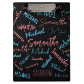 Zwei Namen Paare Muster monogramm blaues Licht pin Klemmbrett (Vorderseite)