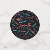 Zwei Namen Paare Muster monogramm blaues Licht pin Konfetti (Klein Vorderseite)