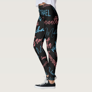 Zwei Namen Paare Muster monogramm blaues Licht pin Leggings