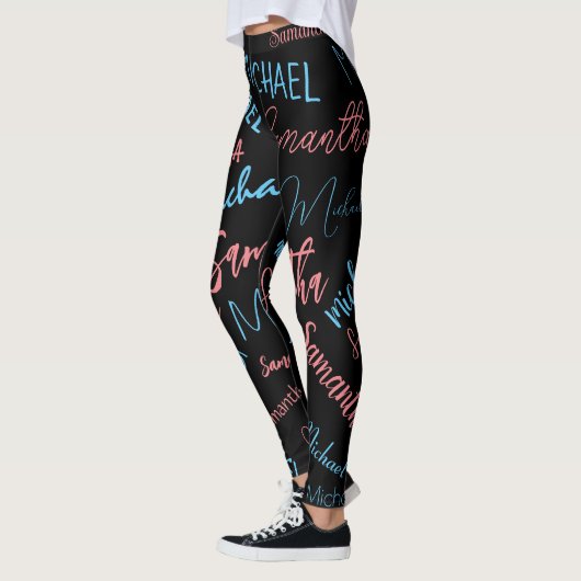 Zwei Namen Paare Muster monogramm blaues Licht pin Leggings (Links)