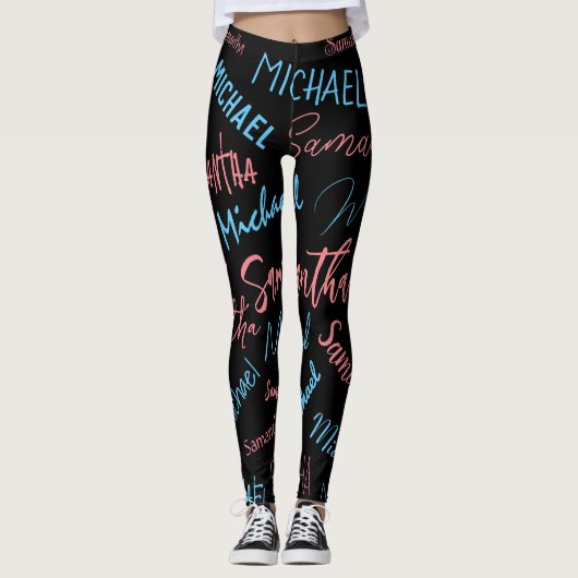 Zwei Namen Paare Muster monogramm blaues Licht pin Leggings (Vorderseite)