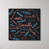 Zwei Namen Paare Muster monogramm blaues Licht pin Leinwanddruck (Vorderseite)