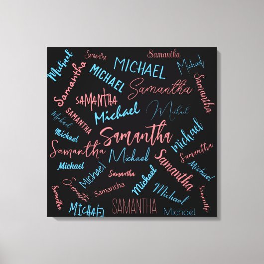 Zwei Namen Paare Muster monogramm blaues Licht pin Leinwanddruck (Vorderseite)