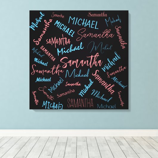 Zwei Namen Paare Muster monogramm blaues Licht pin Leinwanddruck (Insitu (Holzboden))