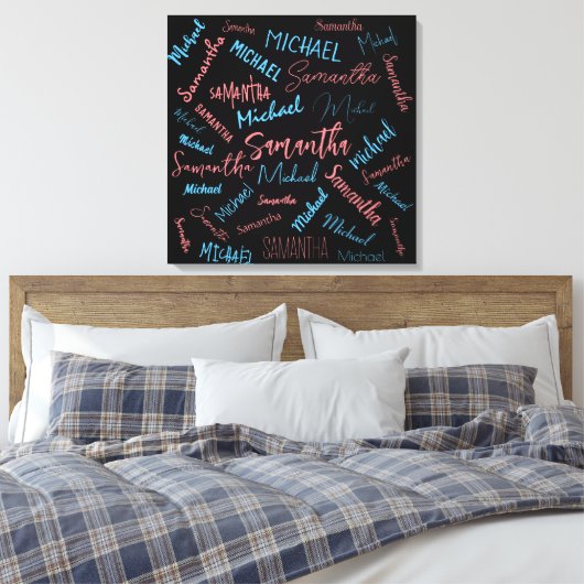 Zwei Namen Paare Muster monogramm blaues Licht pin Leinwanddruck (Insitu (Schlafzimmer))