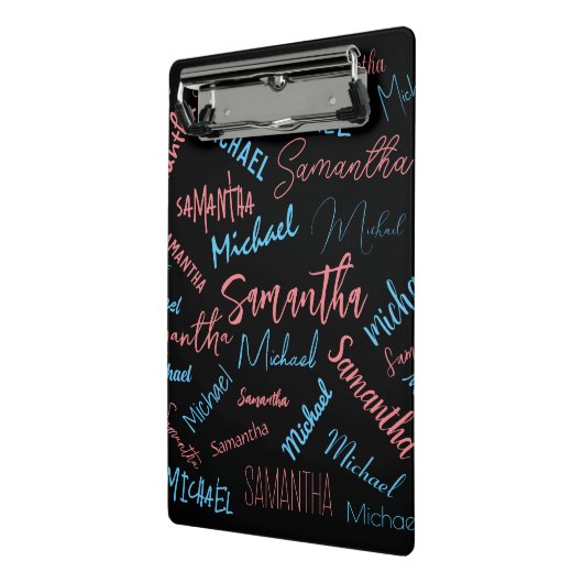 Zwei Namen Paare Muster monogramm blaues Licht pin Mini Klemmbrett (Gewinkelt2)